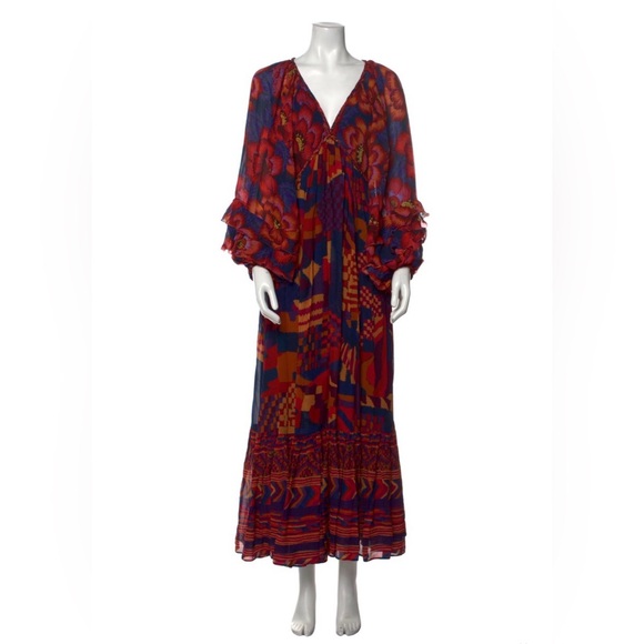 FARM Rio Blue Abstract Patches Maxi Dress - Picture 5 of 8